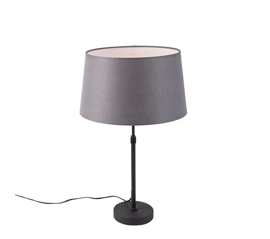 Lampe De Table Noir Avec Abat-jour En Lin Gris 35 Cm Réglable - Parte