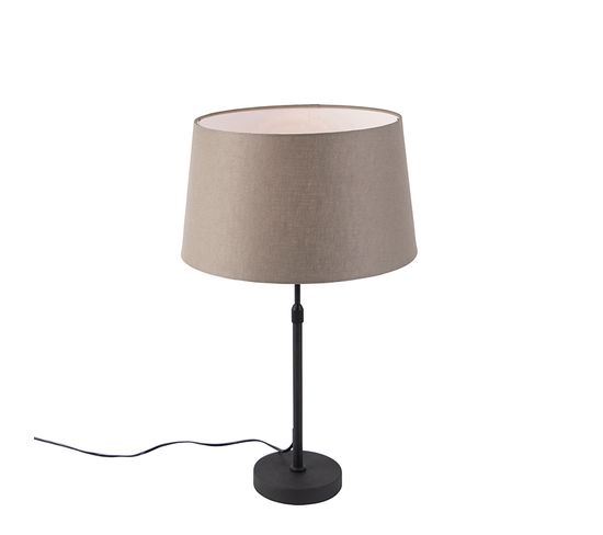 Lampe De Table Noir Avec Abat-jour En Lin Taupe 35 Cm Réglable - Parte
