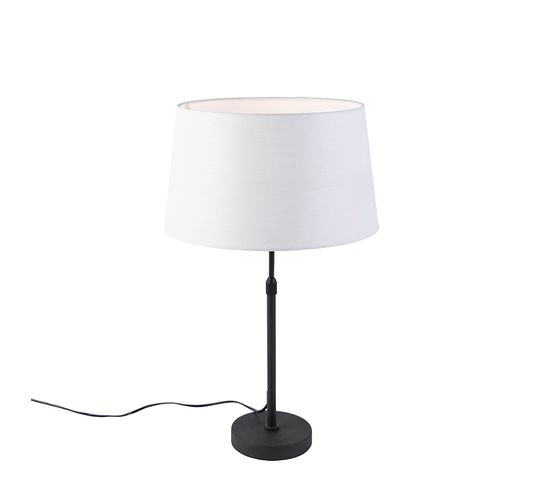 Lampe De Table Noir Avec Abat-jour En Lin Blanc 35 Cm Réglable - Parte