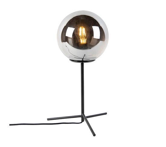 Lampe De Table Art Déco Noir Avec Verre Fumé 45,5 Cm - Pallon