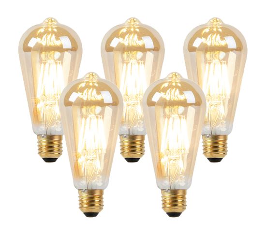 Lot De 5 Lampes LED E27 Dim To Warm Gold 8w 806 Lm 2000-2700k