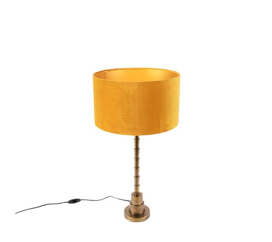 Lampe De Table Art Déco Avec Abat-jour En Velours Jaune 35 Cm - Pisos