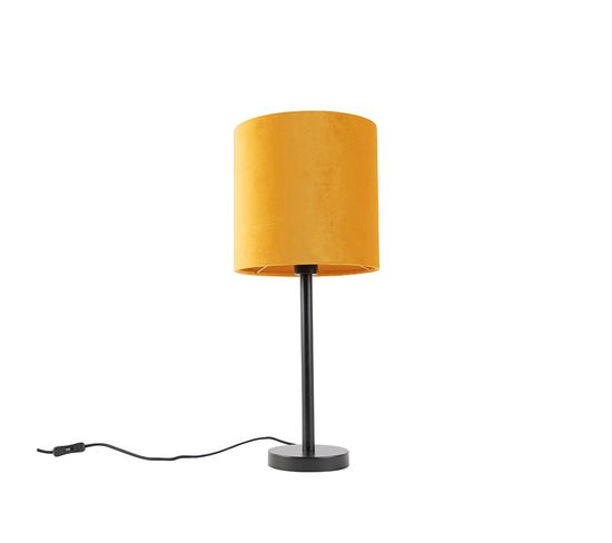 Lampe De Table Art Déco Noir Avec Abat-jour Jaune 25 Cm - Simplo