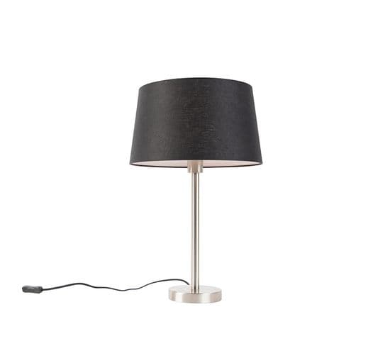 Lampe De Table Moderne En Acier Avec Abat-jour Noir 35 Cm - Simplo