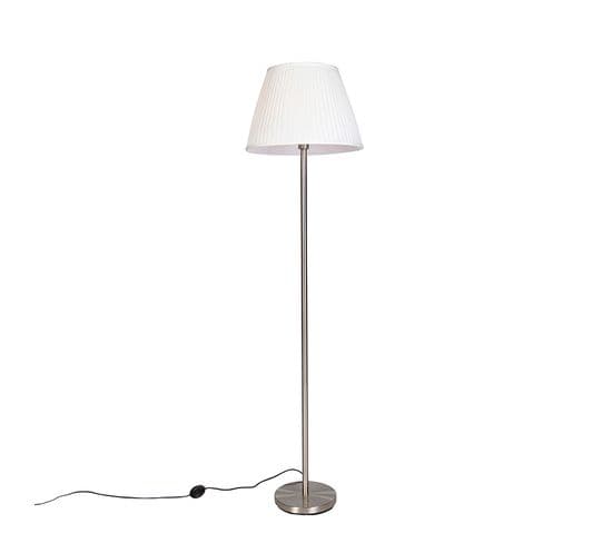 Lampadaire Moderne En Acier Avec Abat-jour Plissé Blanc 45 Cm - Simplo