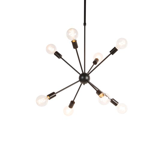 Lampe à Suspension Design Noire 8 Lumières - Sputnik
