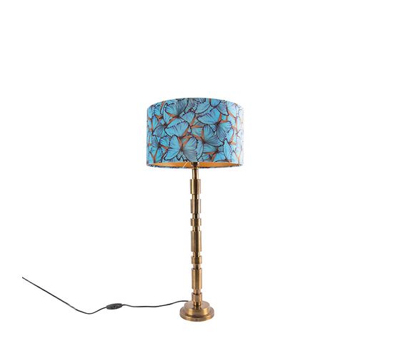 Lampe De Table Art Déco Bronze 35 Cm Abat-jour Design Papillon - Torre