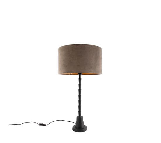 Lampe De Table Art Déco Noir 35 Cm Abat-jour Velours Taupe - Pisos