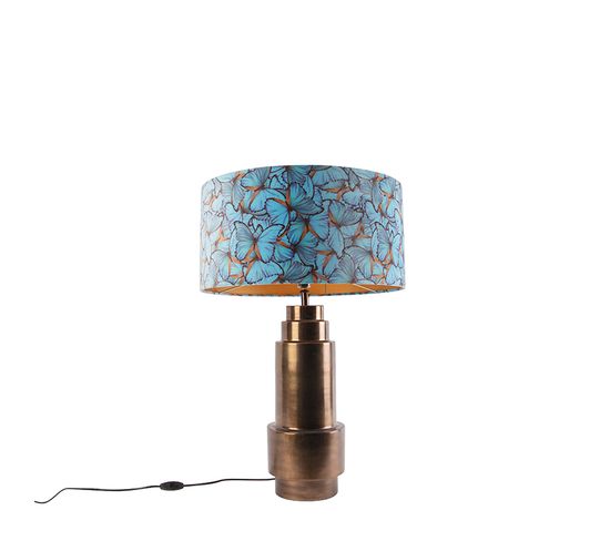 Lampe De Table Bronze Avec Abat-jour Papillon Velours 50 Cm - Bruut