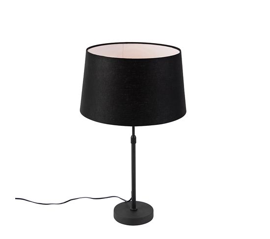 Lampe De Table Noir Avec Abat-jour En Lin Noir 35 Cm Réglable - Parte