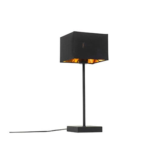 Lampe De Table Moderne En Tissu Noir Abat-jour Noir Avec Or - Vt 1