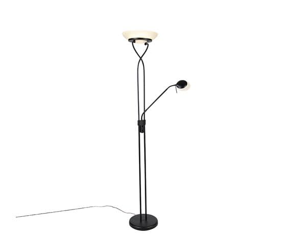 Lampadaire Noir Avec LED Et Gradateur Avec Lampe De Lecture Dim To Warm - Empoli