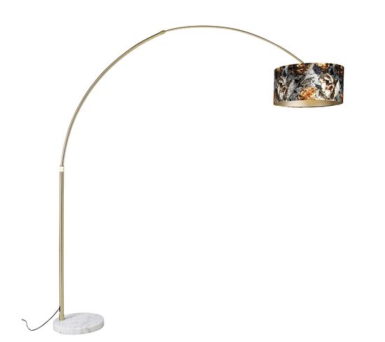Lampe Arc En Laiton Avec Abat-jour Design Fleur 50 Cm - Xxl