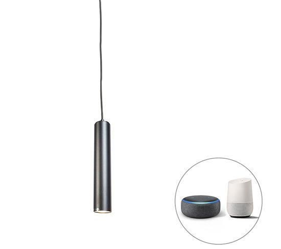 Suspension Noir Design Avec Ampoule Wifi Gu10 - Tuba Small