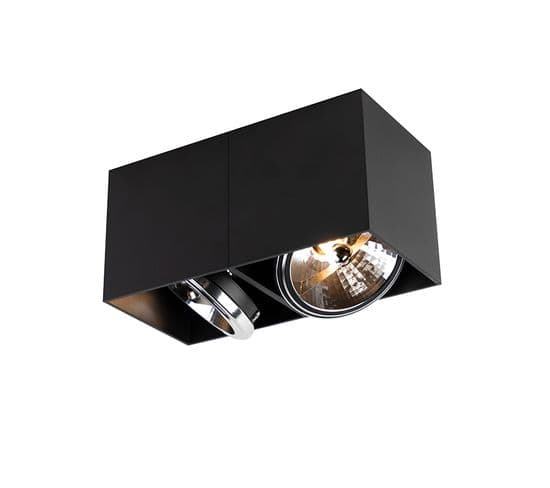 Spot Design Noir Rectangulaire 2 Lumières - Box