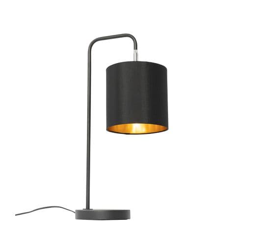 Lampe De Table Moderne Noire Avec Intérieur Doré - Lofty