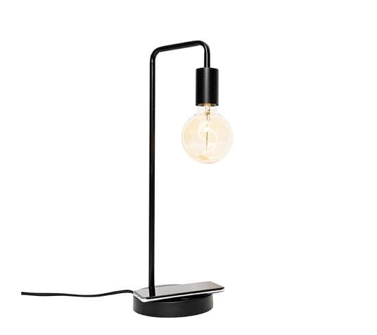 Lampe De Table Noire Moderne Avec Recharge Sans Fil - Facil