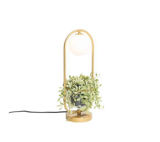Lampe De Table Art Déco Or Avec Verre Blanc - Isabella