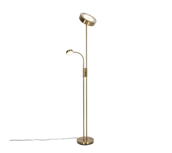 Lampadaire En Bronze Avec LED Et Variateur Avec Lampe De Lecture - Kelso
