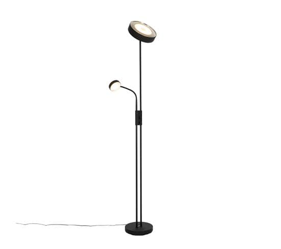 Lampadaire Noir Avec LED Et Variateur Avec Lampe De Lecture - Kelso