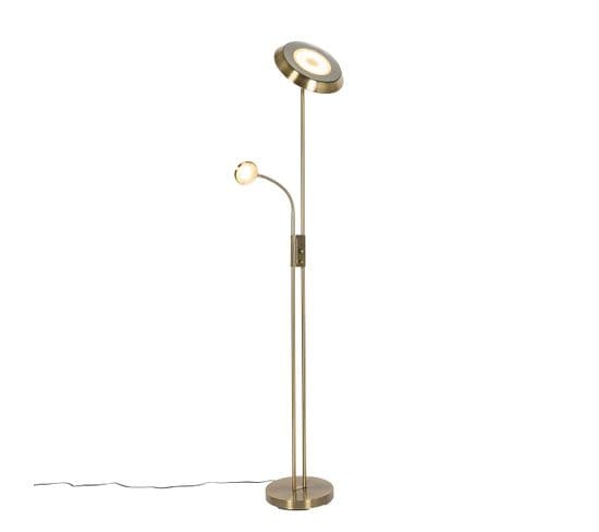 Lampadaire En Bronze Avec LED Et Variateur Avec Lampe De Lecture - Fès