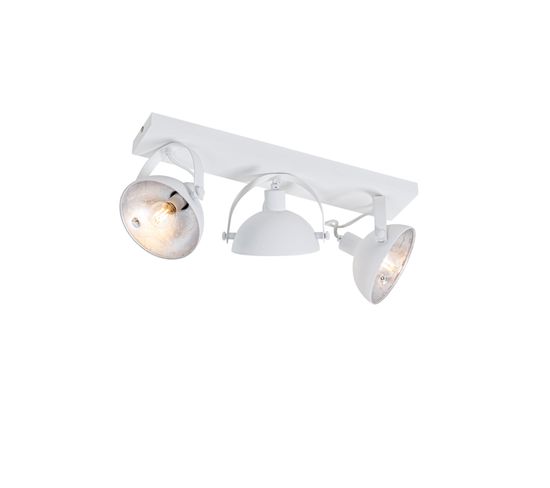 Plafonnier Industriel Blanc Argent 3 Lumières Orientable - Magnax