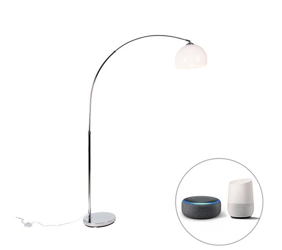 Lampe à Arc Intelligente Chrome Avec Abat-jour Blanc Avec Wifi A60 - Arc Basic