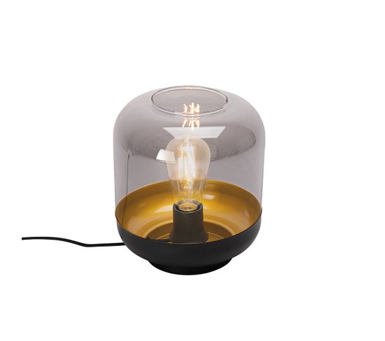 Lampe De Table Design Noire Avec Verre Doré Et Fumé - Kyan