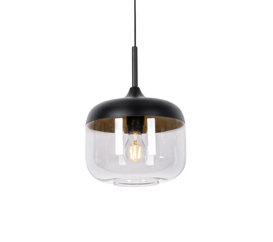 Lampe à Suspension Design Noire Avec Verre Doré Et Fumé - Kyan