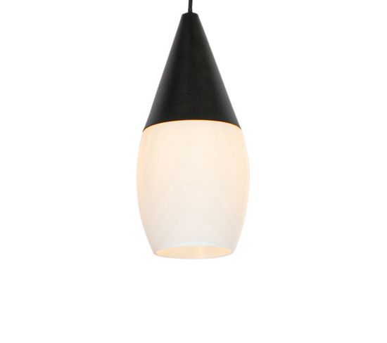 Lampe à Suspension Moderne Noire Avec Verre Opale - Drop