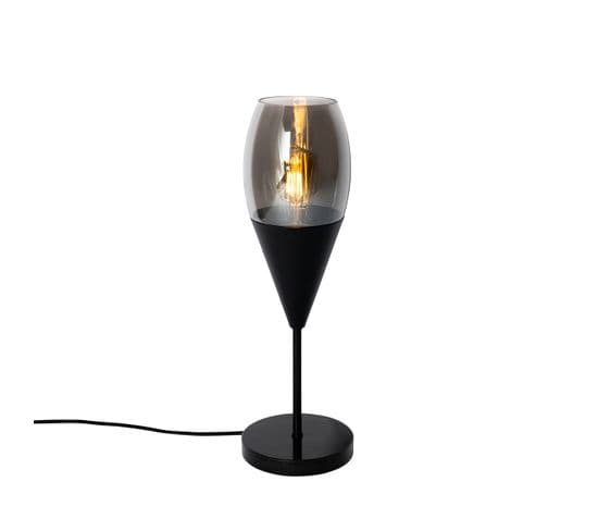 Lampe De Table Moderne Noire Avec Verre Fumé - Drop
