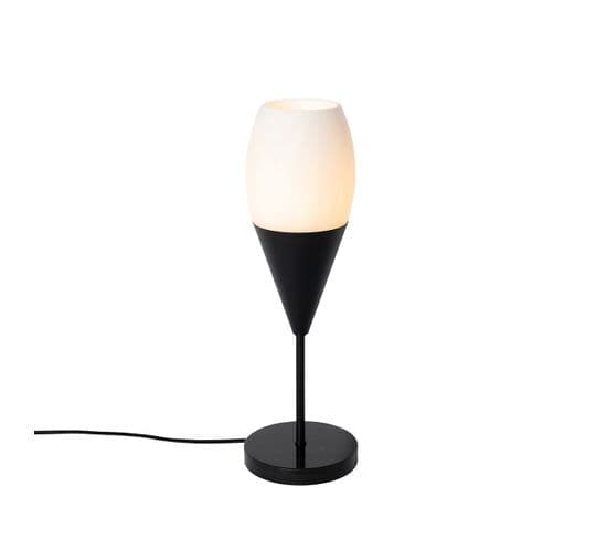Lampe De Table Moderne Noire Avec Verre Opale - Drop