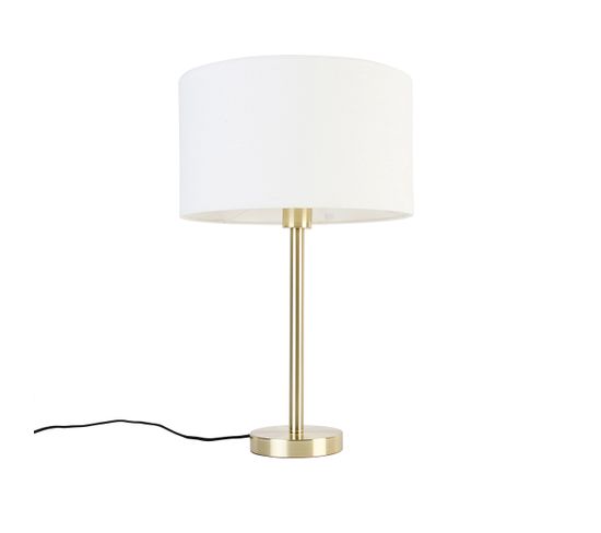 Lampe De Table Classique Laiton Avec Abat-jour Blanc 35 Cm - Simplo