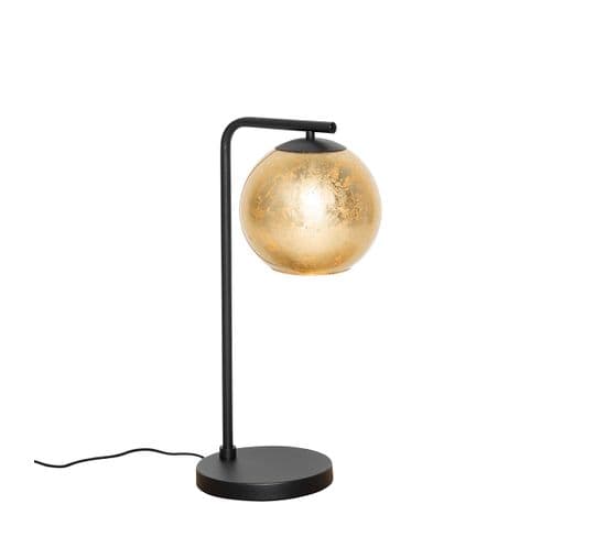 Lampe De Table Design Noire Avec Verre Doré - Bert