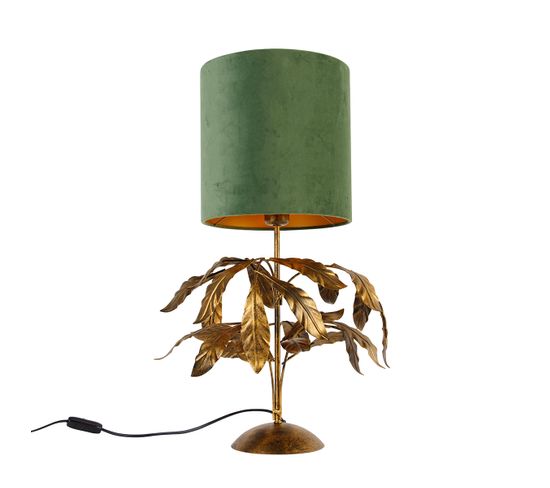 Lampe De Table Vintage Or Antique Avec Abat-jour Vert - Tilleul