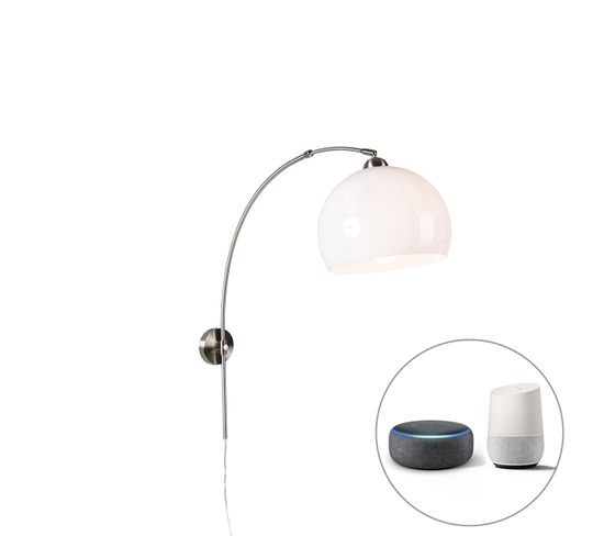 Lampe à Arc Murale Intelligente En Acier Avec Abat-jour Blanc, Y Compris Wifi A60 - Bow
