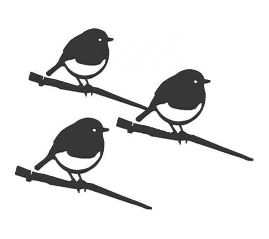 Oiseaux à Planter Mini Rouge -gorge En Acier Corten (lot De 3)