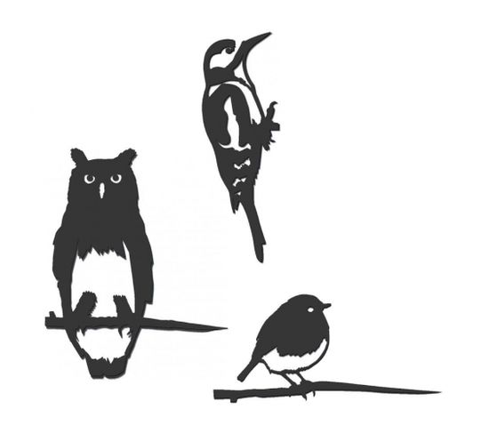 Oiseaux à Planter Taille Mini En Acier Corten (lot De 3)