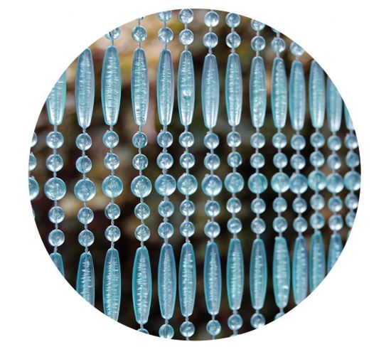Rideau De Porte En Perles Bleues Et Transparentes Frejus 90x210 Cm