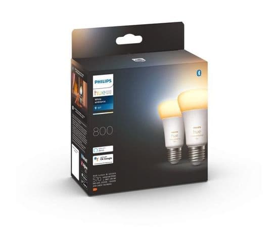 Hue White Ambiance - Ampoules LED Connectées E27 - Compatible Bluetooth - Pack De 2