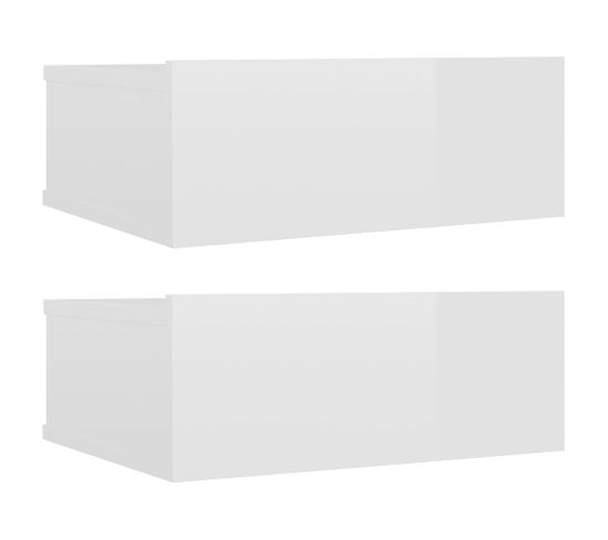 Tables De Chevet Flottantes 2 PCs Blanc Brillant 40x30x15 Cm