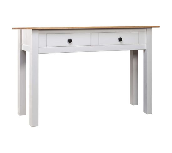Table Console Blanc 110x40x72 Cm Pin Solide Gamme Panama