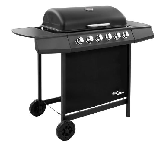 Barbecue à 6 Brûleurs - 102x55x98 Cm - Noir