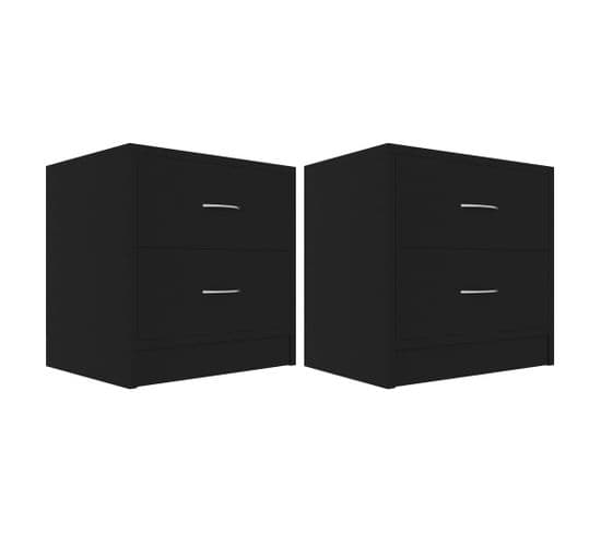 Tables De Chevet 2 PCs Noir 40 X 30 X 40 Cm Aggloméré