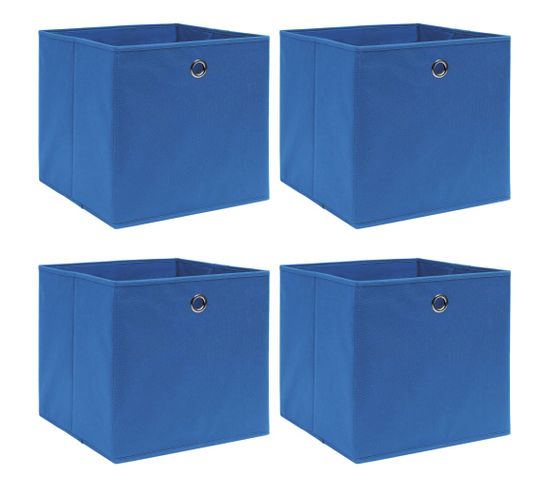 Boîtes De Rangement 4 PCs Bleu 32x32x32 Cm Tissu