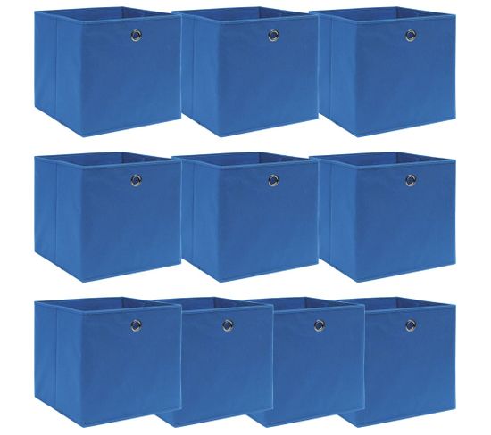 Boîtes De Rangement 10 PCs Bleu 32x32x32 Cm Tissu