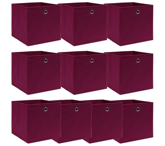 Boîtes De Rangement 10 PCs Rouge Foncé 32x32x32 Cm Tissu