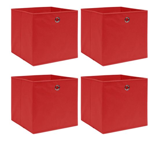 Boîtes De Rangement 4 PCs Rouge 32x32x32 Cm Tissu
