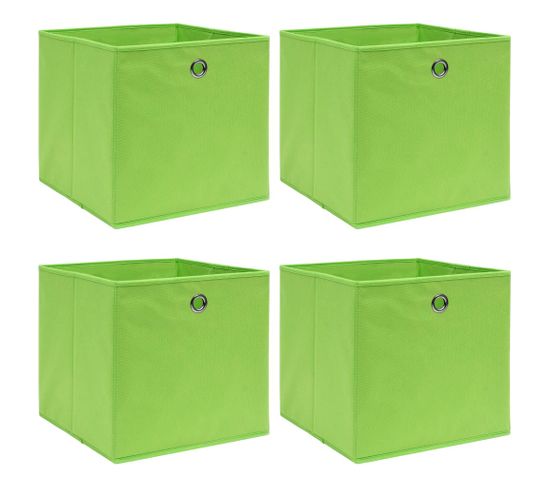 Boîtes De Rangement 4 PCs Vert 32x32x32 Cm Tissu