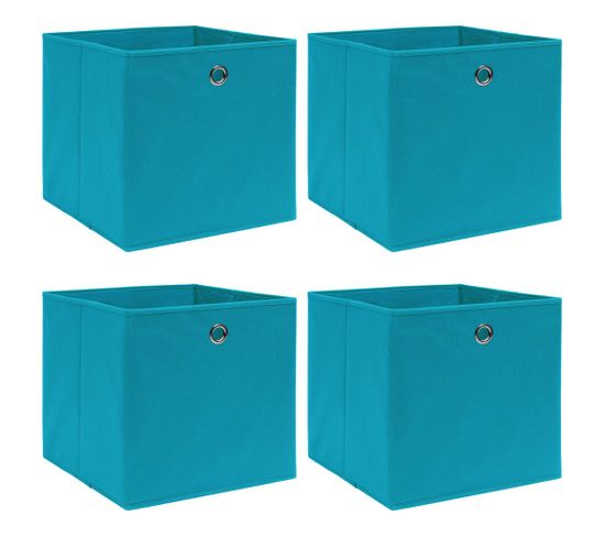Boîtes De Rangement 4 PCs Bleu Azuré 32x32x32 Cm Tissu